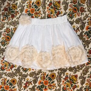 Abercrombie & Fitch White Cotton Ruffle Skirt Elastic Waist Women's Size L